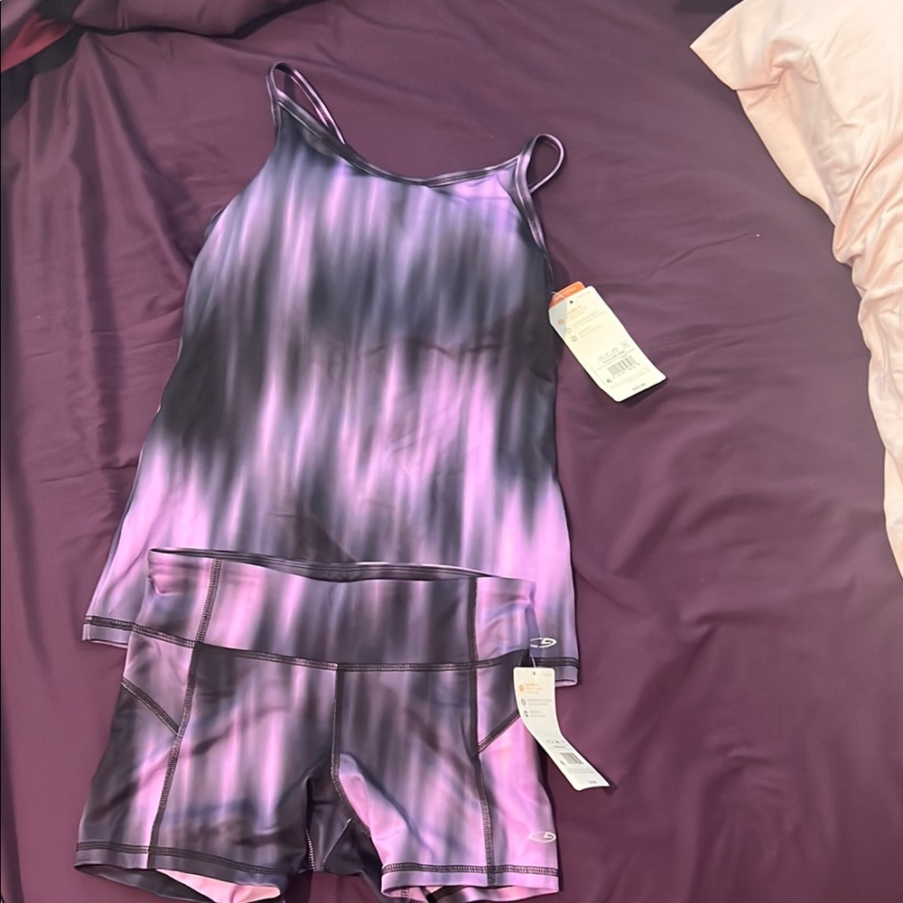 Women's Purple and Black workout Set